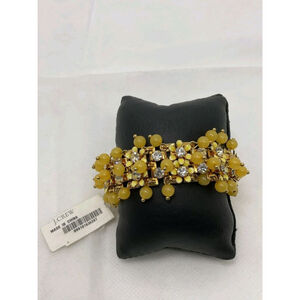 SIGNED J CREW YELLOW BEAD ENAMEL DAISY W CRYSTAL BRACELET 7" NWT
